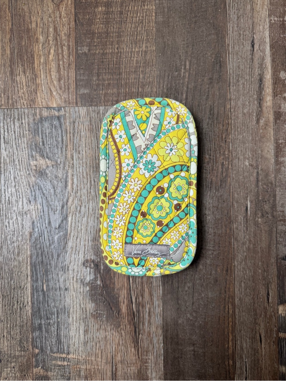 Vera Bradley Yellow Teal Paisley Quilted Glasses Sleeve